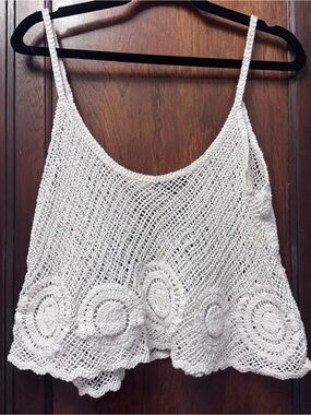 Caroline K Morgan Crochet Cami Top Sz 8/10 Boho Scalloped Hem